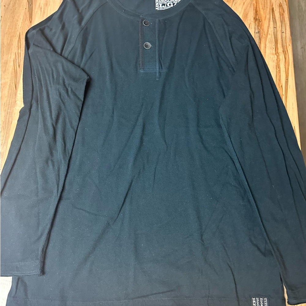 DKNY Men’s  Long Sleeve Henley Shirt - Black